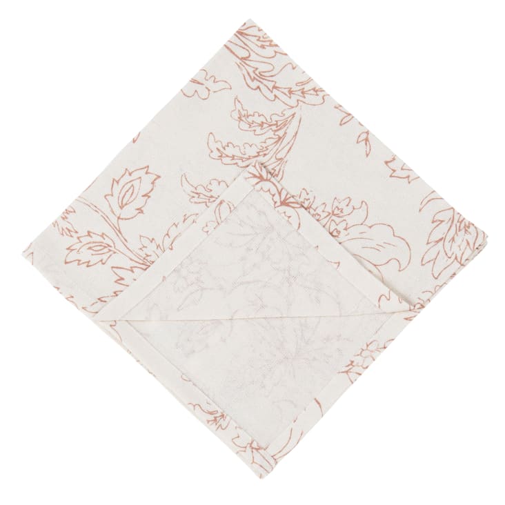 Maisons Du Monde Prala - Set De 2 Servilletas Con Estampado Beige Crema Y Rosa