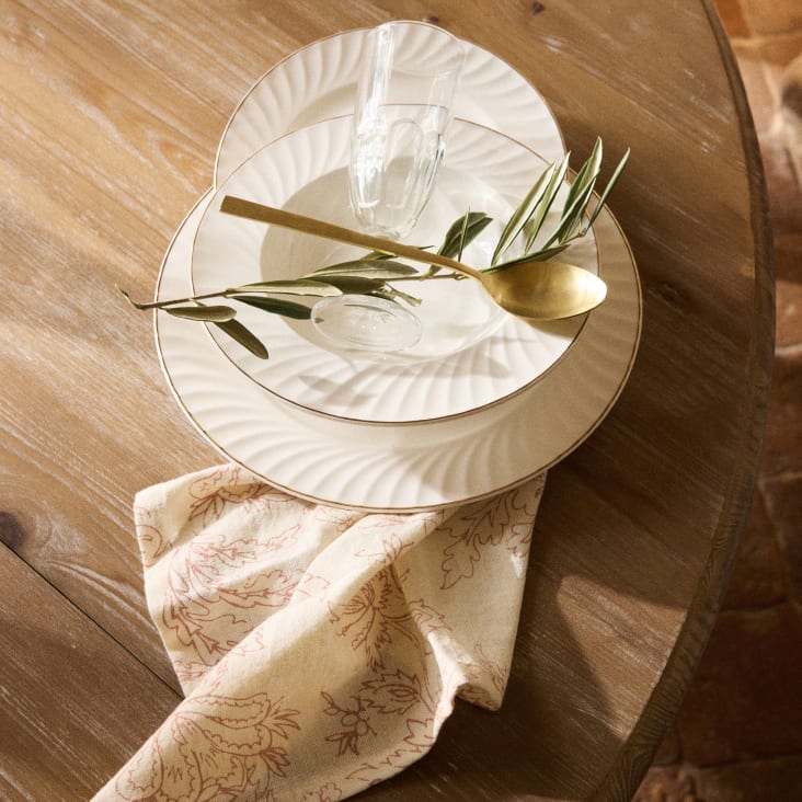 Maisons Du Monde Prala - Set De 2 Servilletas Con Estampado Beige Crema Y Rosa