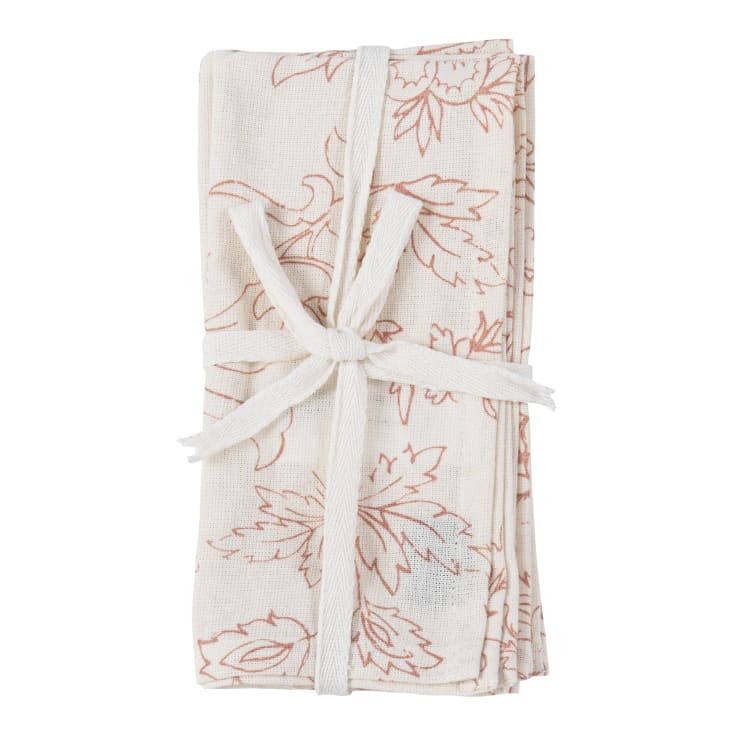 Maisons du Monde Prala - Set de 2 servilletas con estampado beige crema y rosa