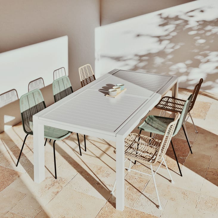 Maisons Du Monde PRETORIA - Cuencos De Aperitivo De Cerámica Con Estampado Gráfico Multicolor (x3) Y Bandeja De Bambú