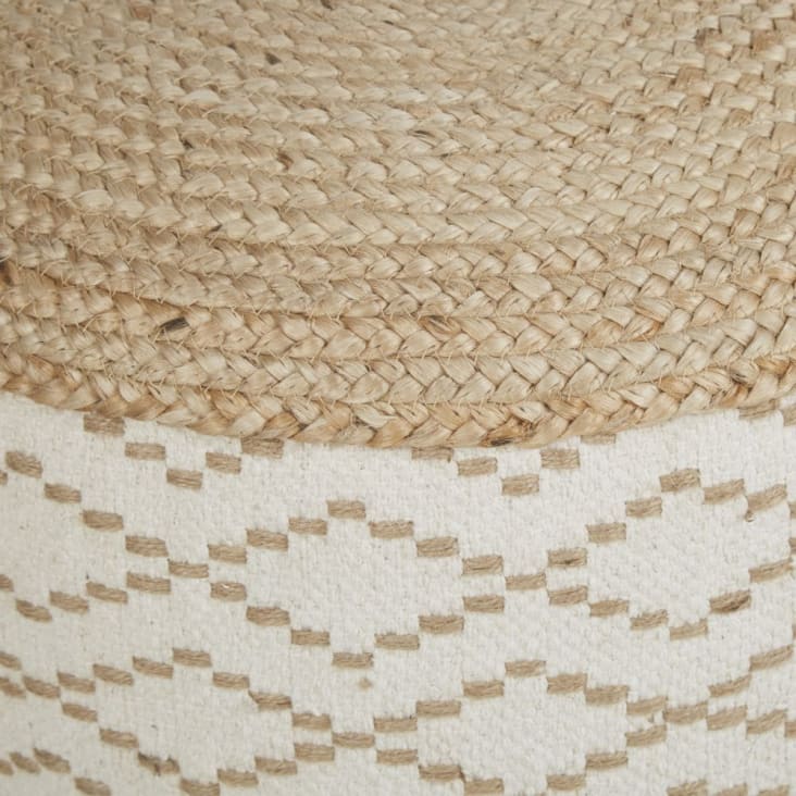 Maisons Du Monde Puf Trenzado Con Estampado Geométrico En Beige Y Marrón
