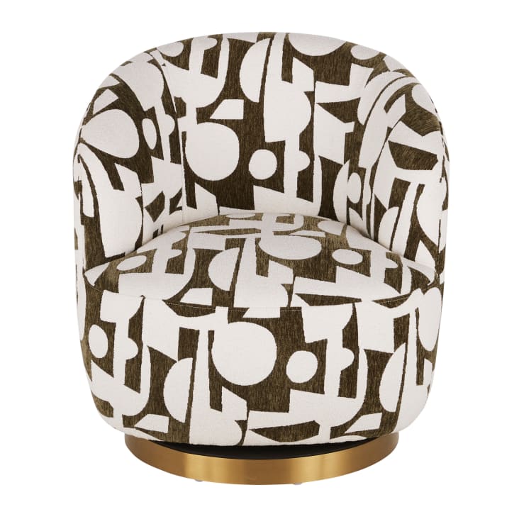 Maisons Du Monde Pulp - Sillón Giratorio En Jacquard Beige Y Verde Caqui