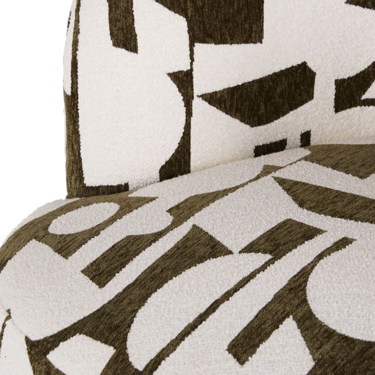 Maisons Du Monde Pulp - Sillón Giratorio En Jacquard Beige Y Verde Caqui