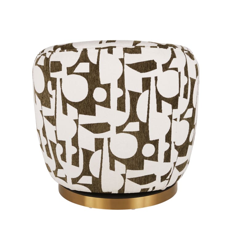 Maisons Du Monde Pulp - Sillón Giratorio En Jacquard Beige Y Verde Caqui