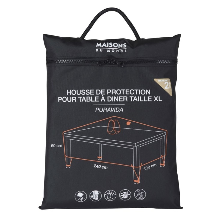 Maisons du Monde Puravida - Funda protectora para mesa de jardín rectangular en negro L. 240