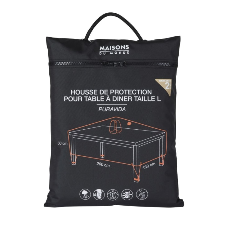 Maisons du Monde Puravida - Funda protectora para mesa de jardín rectangular en negro L. 200