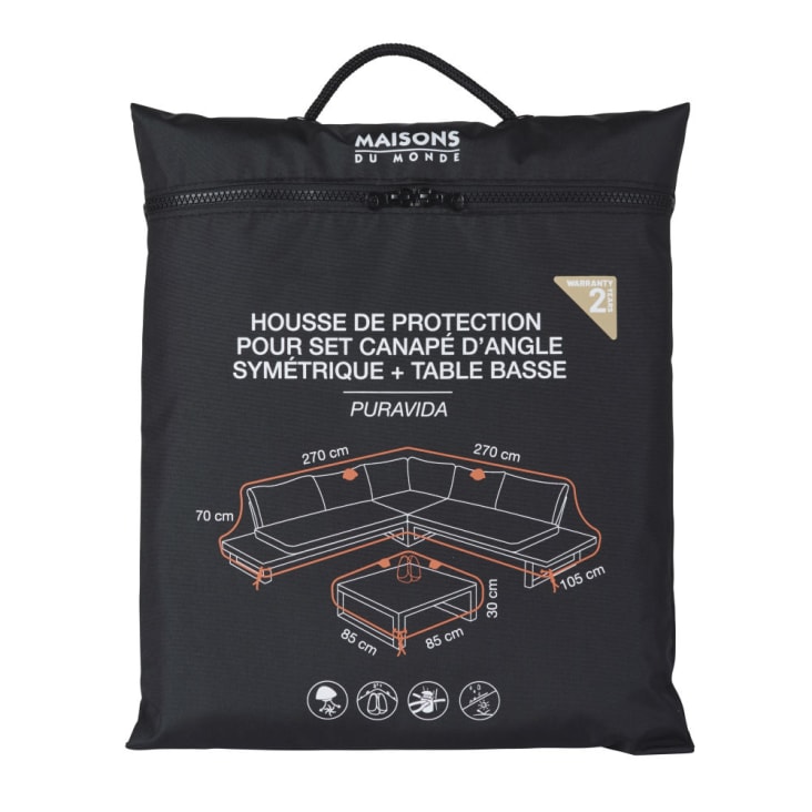 Maisons du Monde Puravida - Funda protectora para salón de jardín esquinero en negro 270 x 105 x 70