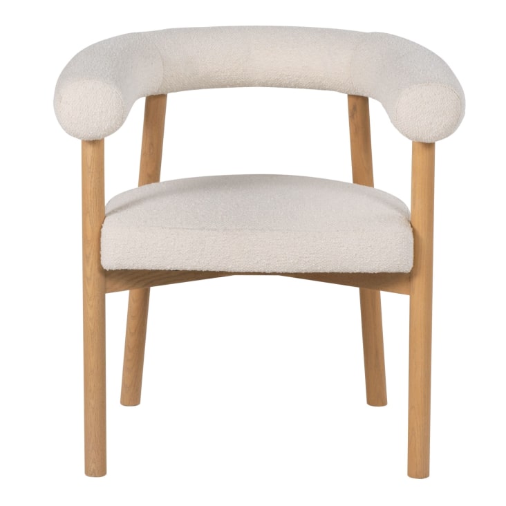 Maisons Du Monde Rafael - Silla De Comedor De Fresno Y Tela Color Crudo Efecto Lana Rizada