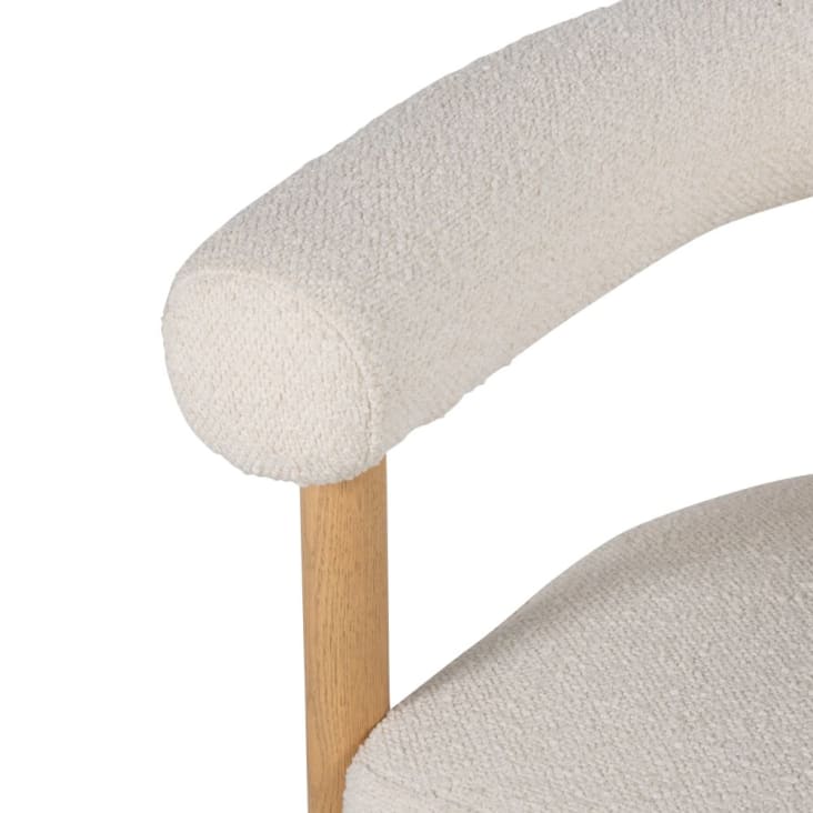 Maisons Du Monde Rafael - Silla De Comedor De Fresno Y Tela Color Crudo Efecto Lana Rizada