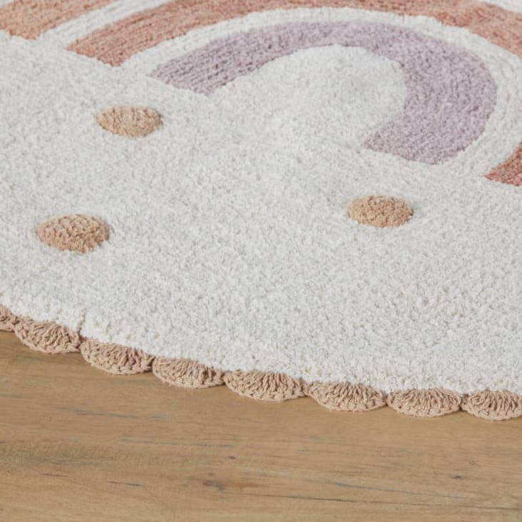 Maisons Du Monde RAINBOW - Alfombra Infantil Redonda De Algodón Reciclado Afelpado Con Arcoíris Y Pájaros D. 120