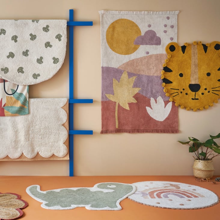 Maisons Du Monde RAINBOW - Alfombra Infantil Redonda De Algodón Reciclado Afelpado Con Arcoíris Y Pájaros D. 120