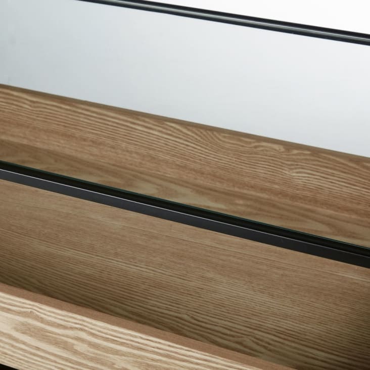 Maisons Du Monde Raven - Mesa Baja De Vidrio Templado Y Metal Negro