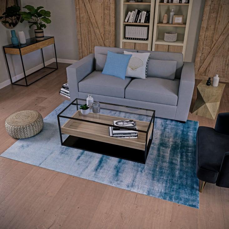 Maisons Du Monde Raven - Mesa Baja De Vidrio Templado Y Metal Negro