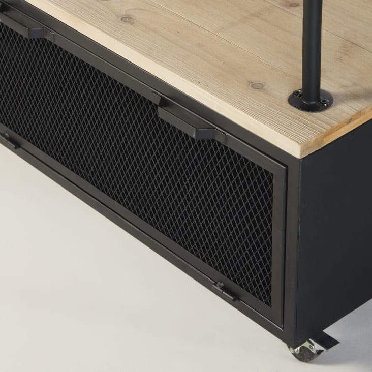Maisons Du Monde Rebel - Perchero Con Ruedas De Abeto Y Metal Negro