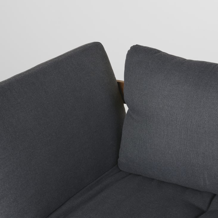 Maisons Du Monde Relax - Banqueta De Jardín Modular De 3 Plazas En Madera De Acacia Con Cojines Gris Antracita De Tejido