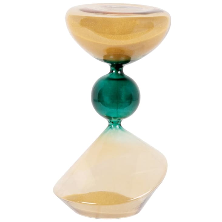 Maisons Du Monde Reloj De Arena De Cristal Beige Y Verde