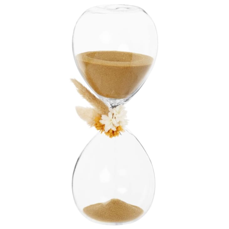 Maisons du Monde Reloj de arena de cristal con ornamento de flor seca