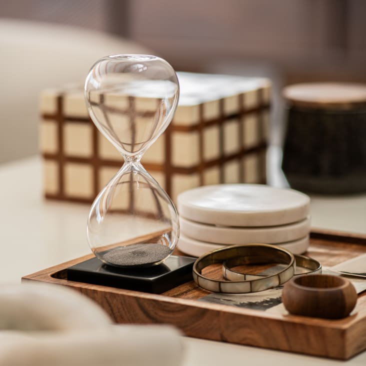 Maisons Du Monde Reloj De Arena Imantado De Cristal Sobre Base Negra