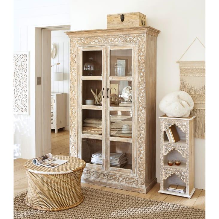 Maisons Du Monde Repisa De Mango Esculpido Y Blanqueado