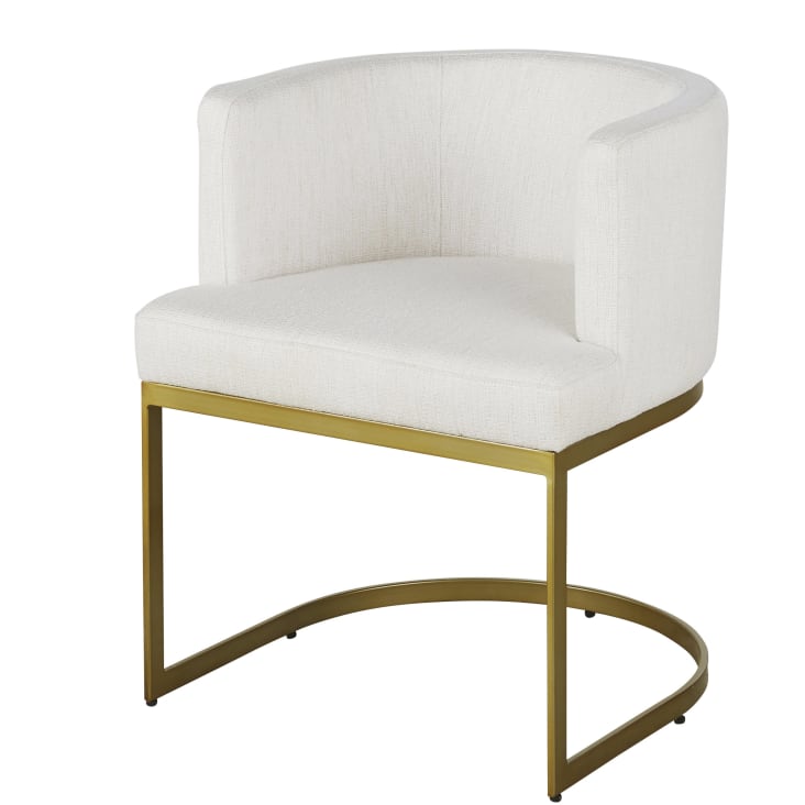 Maisons du Monde Requiem - Silla de comedor beige y acero color latón