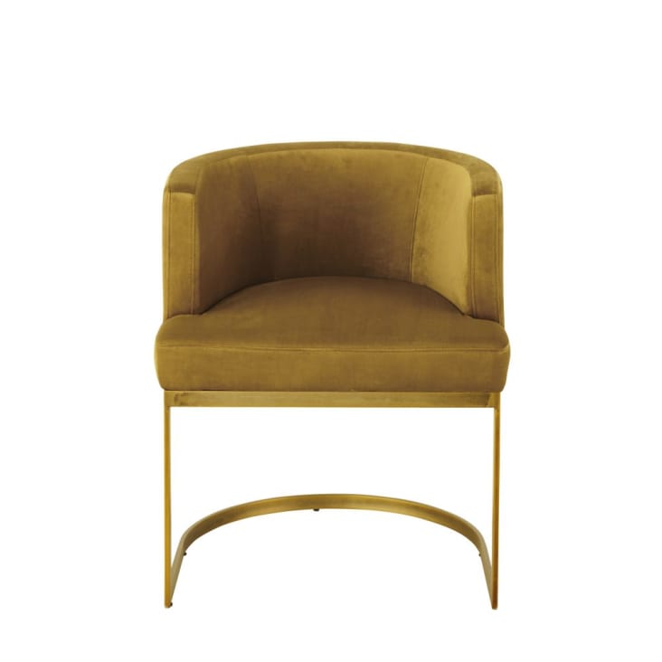 Maisons Du Monde Requiem - Sillón Vintage De Terciopelo Amarillo Mostaza