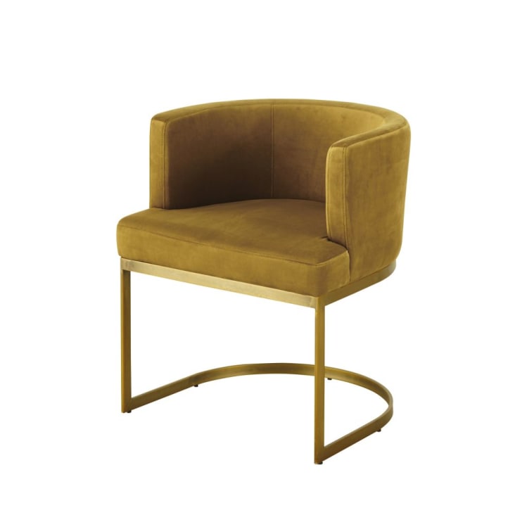 Maisons du Monde Requiem - Sillón vintage de terciopelo amarillo mostaza