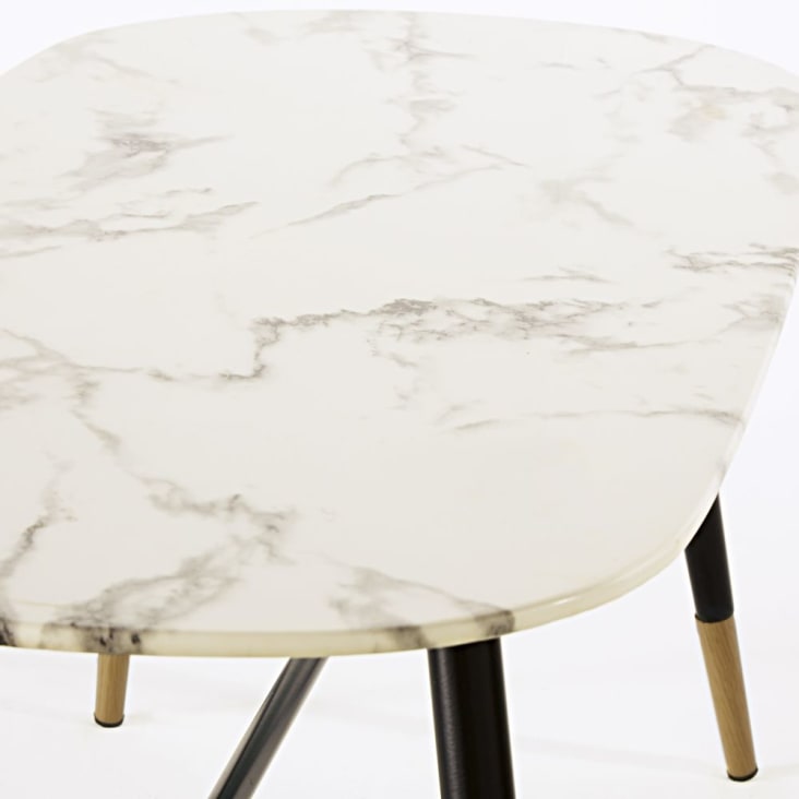 Maisons Du Monde Rhea - Mesa Baja De Vidrio Templado Con Efecto De Mármol