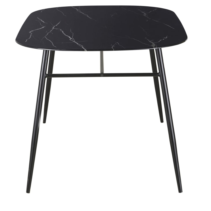 Maisons Du Monde Rhea - Mesa De Comedor De Cristal Con Estampado Efecto Mármol Para 4personas L.140