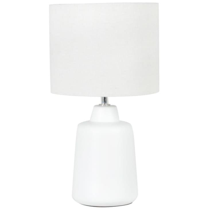 Maisons Du Monde Rheha - Lámpara De Cerámica Blanca Con Pantalla Crema