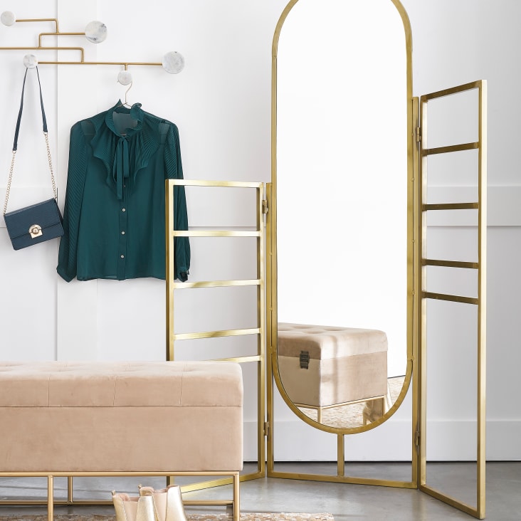 Maisons Du Monde Rimini - Banco Baúl Color Crudo Y Dorado