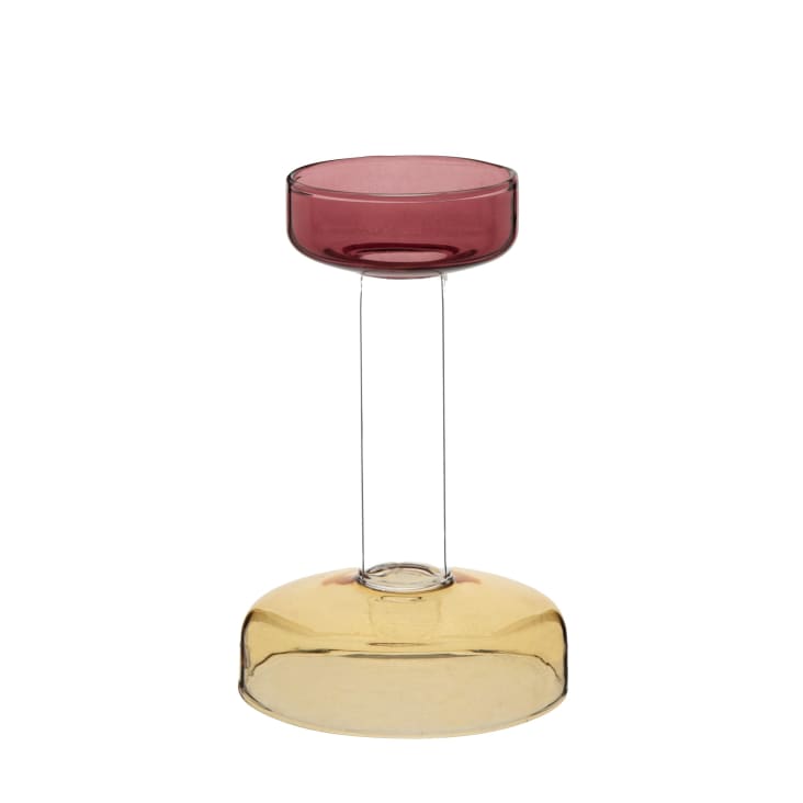 Maisons du Monde Rio - Portavelas de vidrio rojo y amarillo