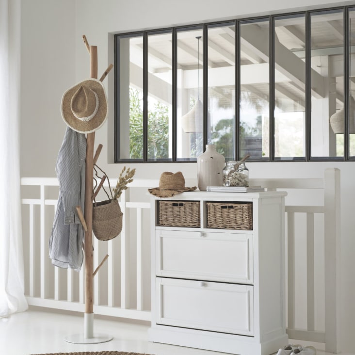 Maisons Du Monde Rivage - Perchero Tronco De Un árbol De Eucalipto Y Metal Blanco