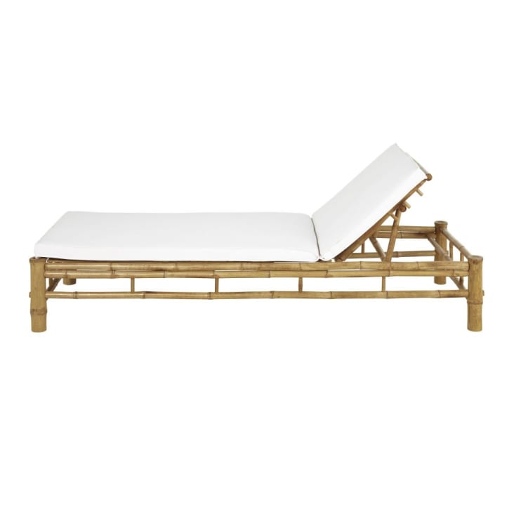Maisons Du Monde Robinson - Tumbona De Bambú Con Tela Color Crudo