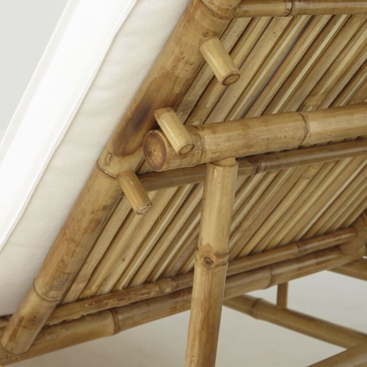 Maisons Du Monde Robinson - Tumbona De Bambú Con Tela Color Crudo