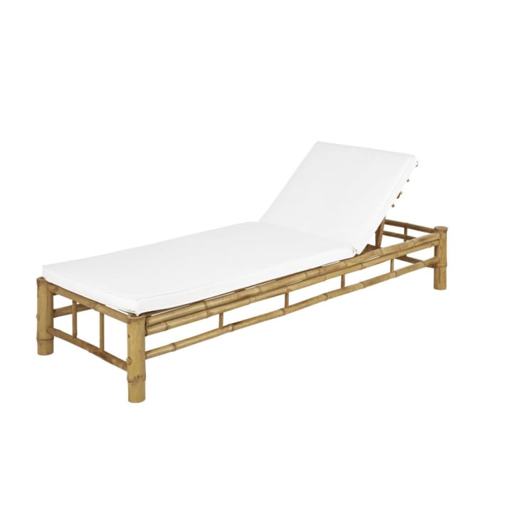 Maisons du Monde Robinson - Tumbona de bambú con tela color crudo