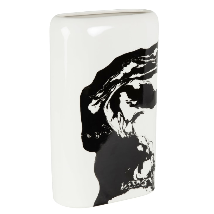 Maisons Du Monde Rod - Jarrón De Gres Blanco Y Negro Alt. 34 Cm