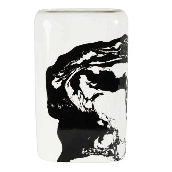 Maisons du Monde Rod - Jarrón de gres blanco y negro Alt. 34 cm