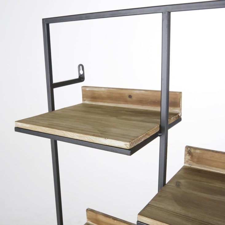 Maisons Du Monde ROGER - Estantería De Pared De Madera De Abeto Y Metal Negro