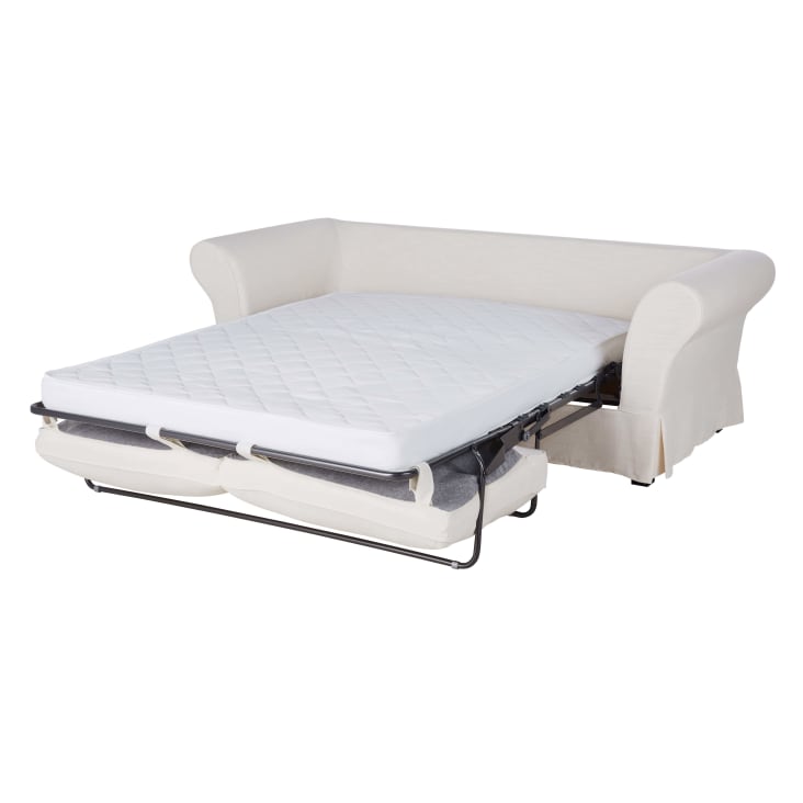 Maisons Du Monde Roma - Sofá De 2 Plazas De Tela Color Marfil Efecto Lino