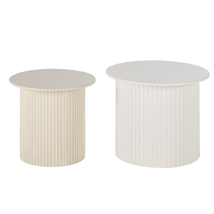 Maisons du Monde ROMEO - Mesas auxiliares en blanco y beige (x2)