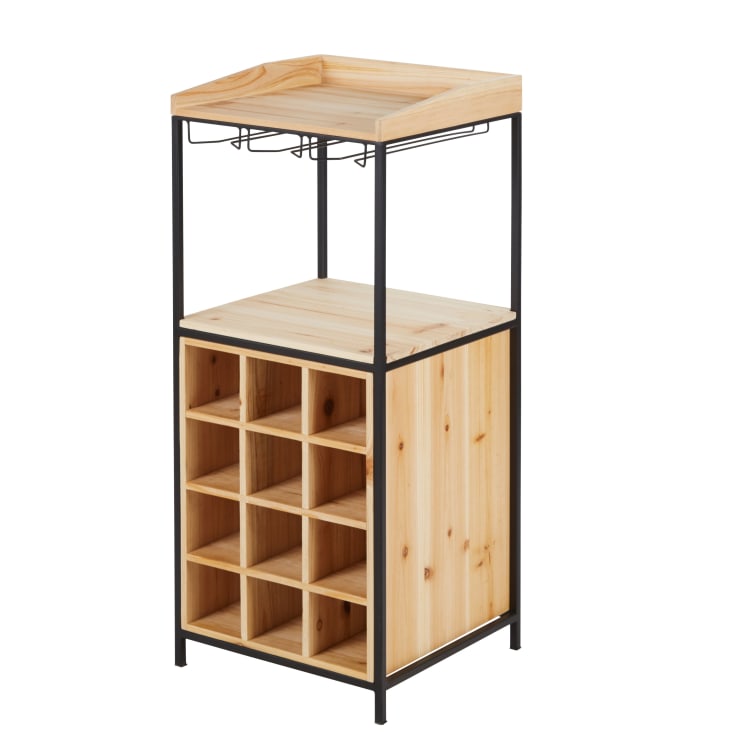 Maisons Du Monde Rooftop - Botellero De Madera De Abeto Y Metal Negro