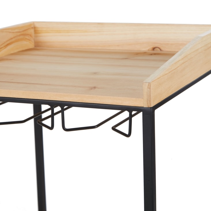 Maisons Du Monde Rooftop - Botellero De Madera De Abeto Y Metal Negro