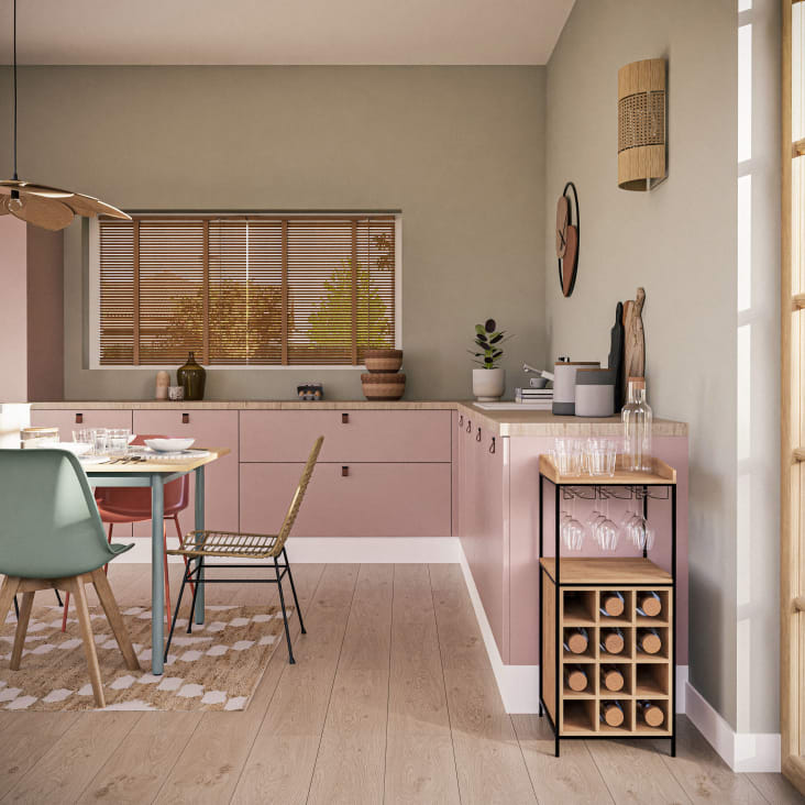 Maisons Du Monde Rooftop - Botellero De Madera De Abeto Y Metal Negro