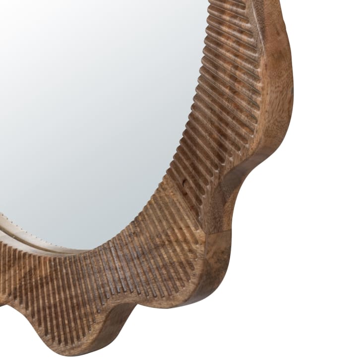 Maisons Du Monde Rosa - Espejo Redondo Ondulado De Madera De Mango Grabada D. 70 Cm