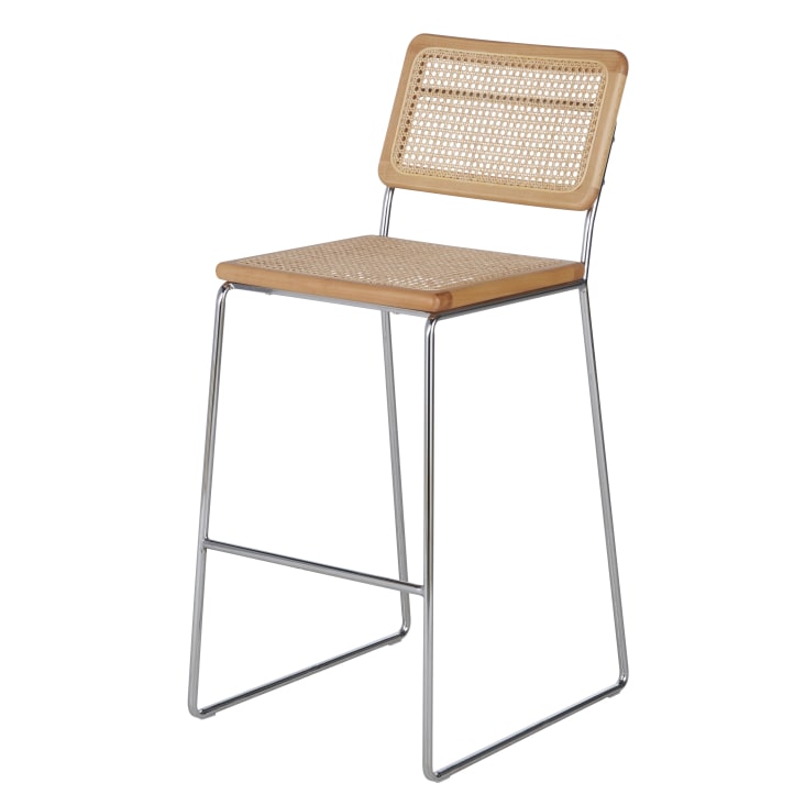 Maisons Du Monde Rosae - Sillas De Bar (x2) De Acero Cromado Y Ratán