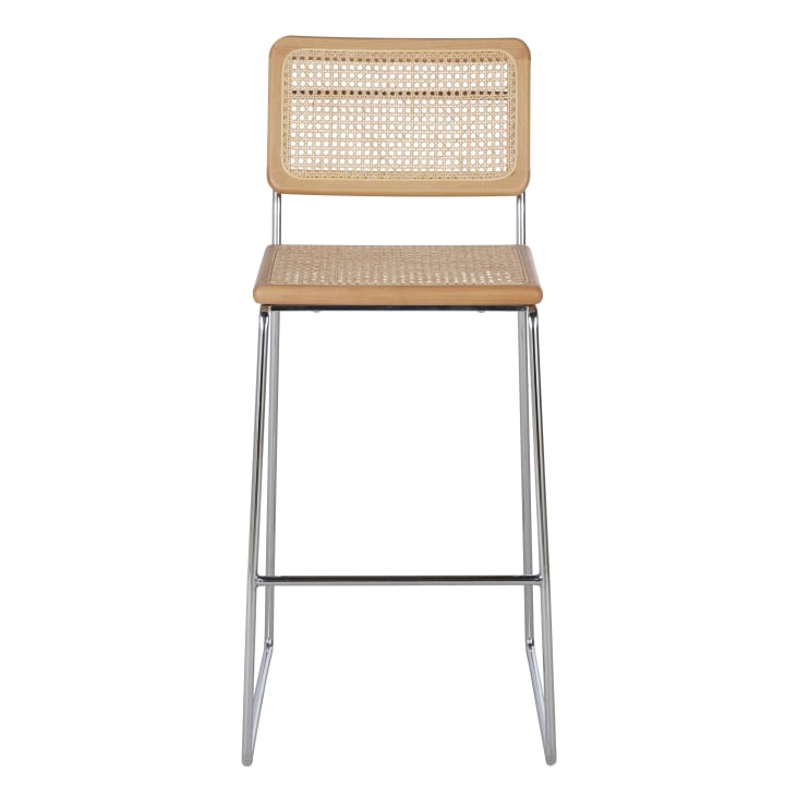 Maisons Du Monde Rosae - Sillas De Bar (x2) De Acero Cromado Y Ratán