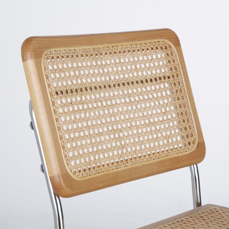 Maisons Du Monde Rosae - Sillas De Bar (x2) De Acero Cromado Y Ratán