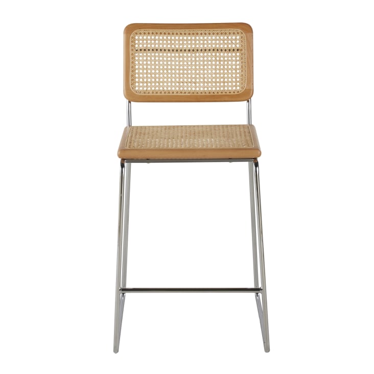 Maisons Du Monde Rosae - Sillas Para Isla De Rejilla De Ratán Y Acero Plateado Alt. 65 (x2)