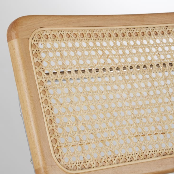 Maisons Du Monde Rosae - Sillas Para Isla De Rejilla De Ratán Y Acero Plateado Alt. 65 (x2)