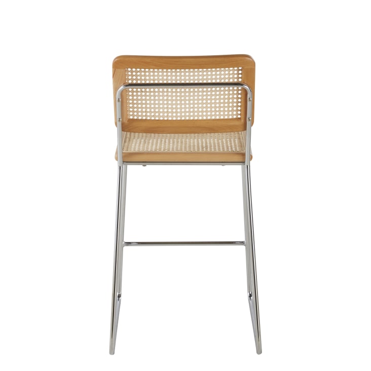 Maisons Du Monde Rosae - Sillas Para Isla De Rejilla De Ratán Y Acero Plateado Alt. 65 (x2)